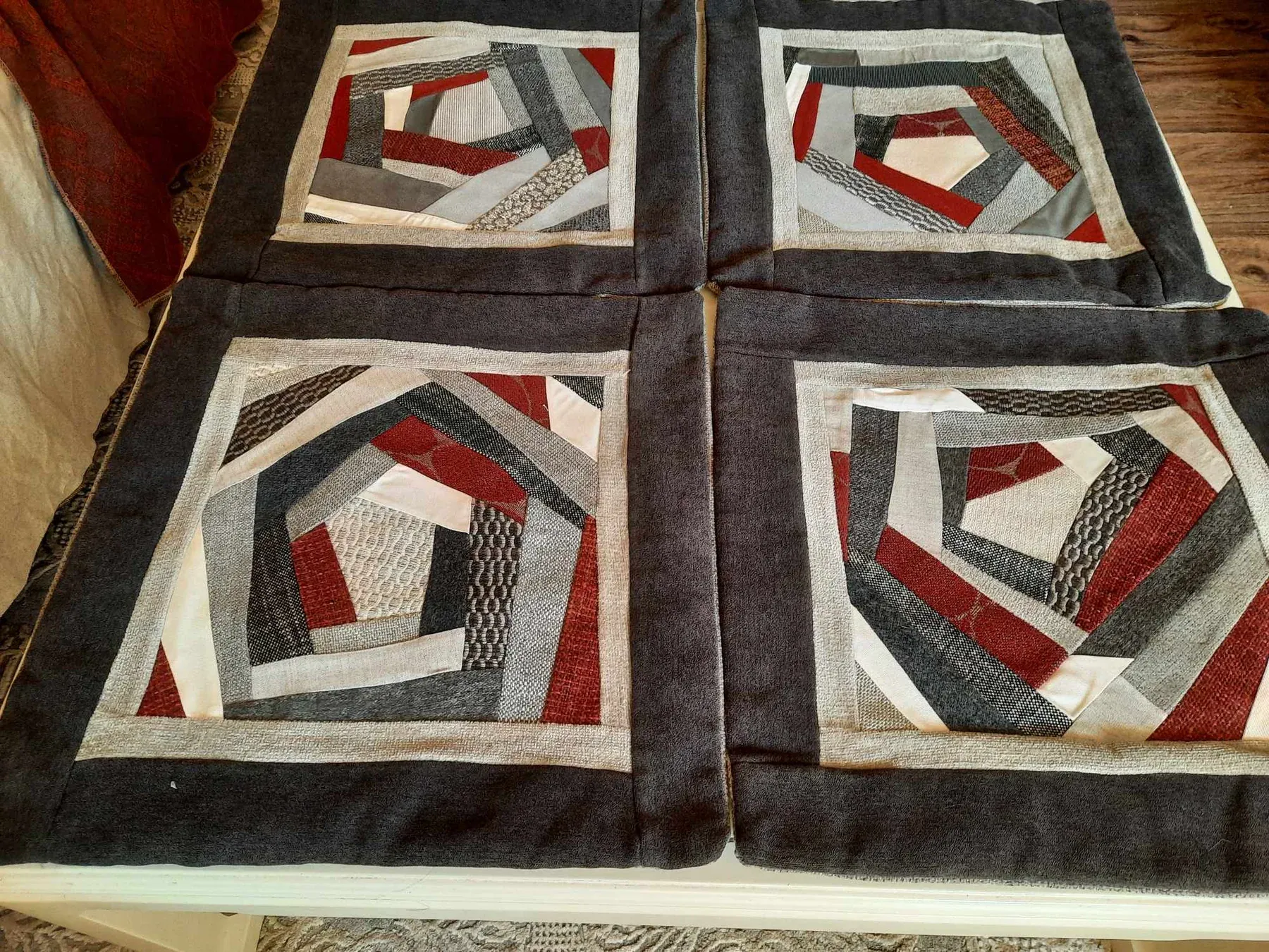 Red, grey & cream